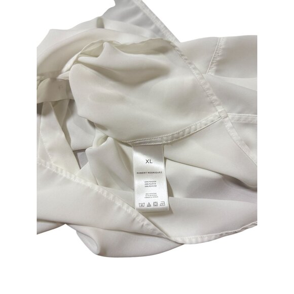 Robert Rodriguez Womens White Button-Up Blouse Size XL Classic Elegant Wear - Picture 8 of 9